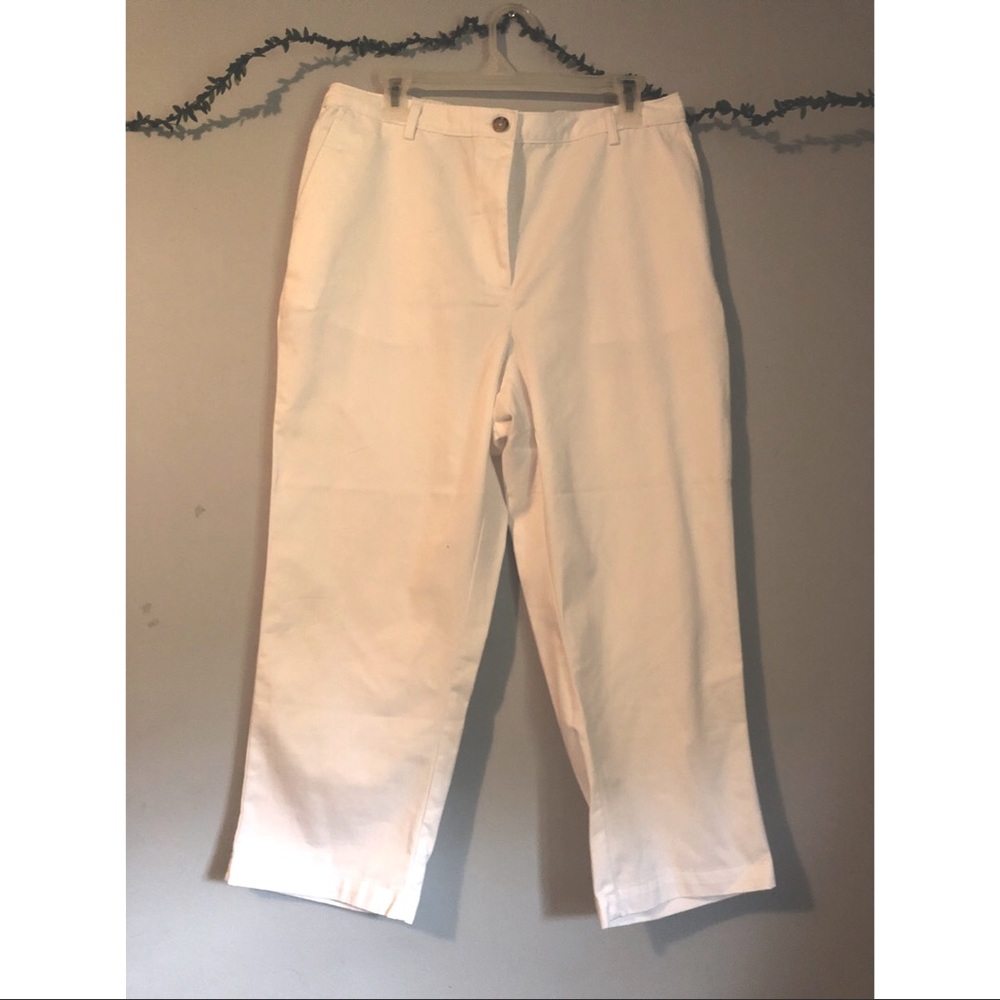Lands’ End high rise straight leg white pants — size 14, NWOT